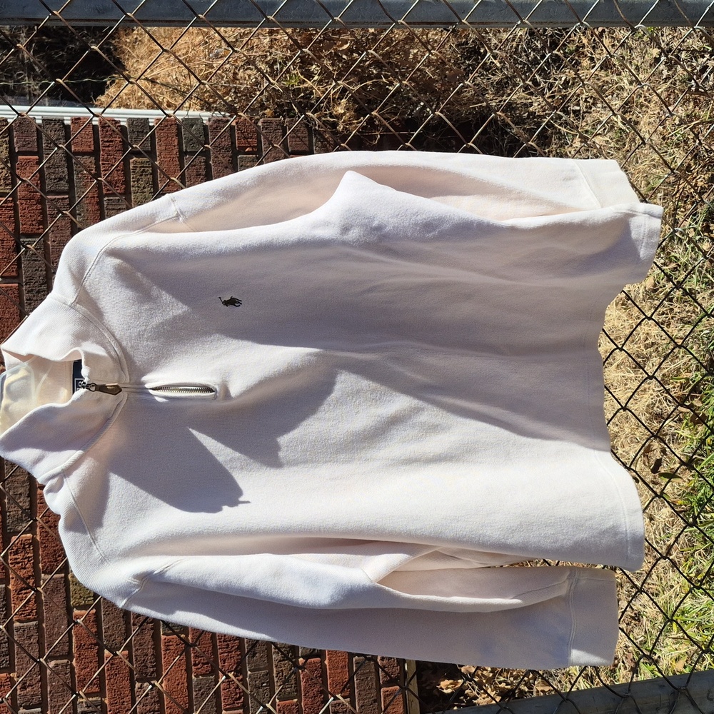 Polo Ralph Lauren Off White 1/4 Zip-Up Sweater 100% Cotton Sz XXL